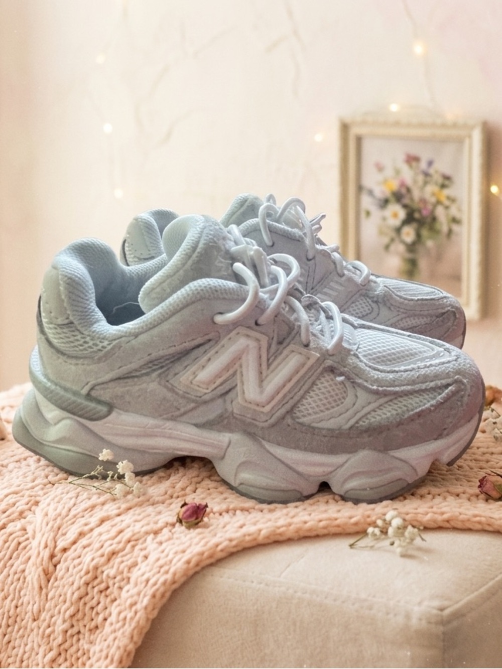 New Balance White and Light Gray Infant Sneakers